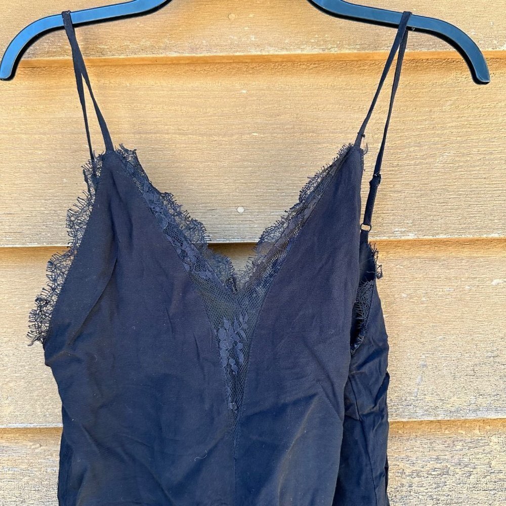 Lovers + Friends Black Lace V-Neck Romper Layered Size XS - Picture 2 of 8